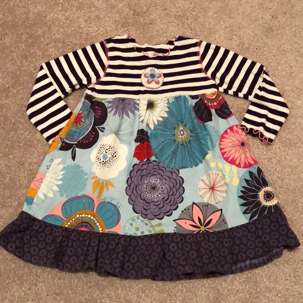 Plum Flowers Ruffle Dress